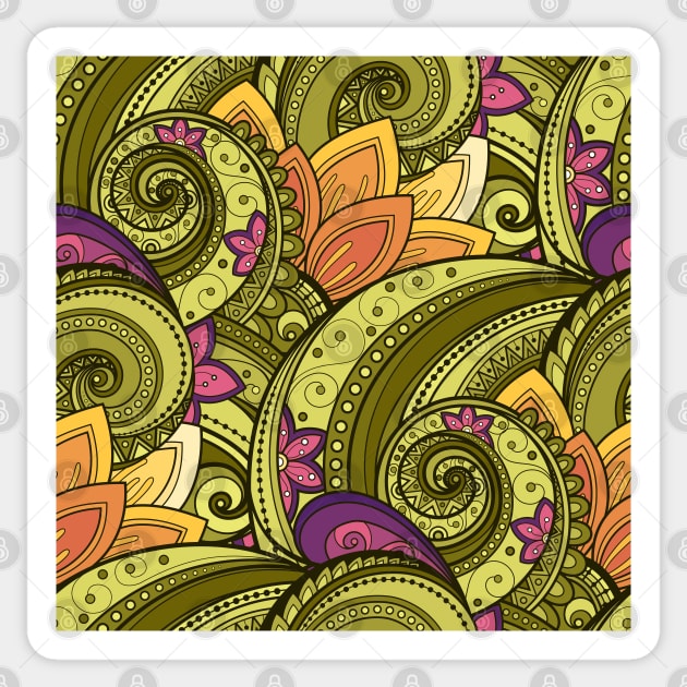 Paisley Print with Vintage Floral Motifs Sticker by lissantee